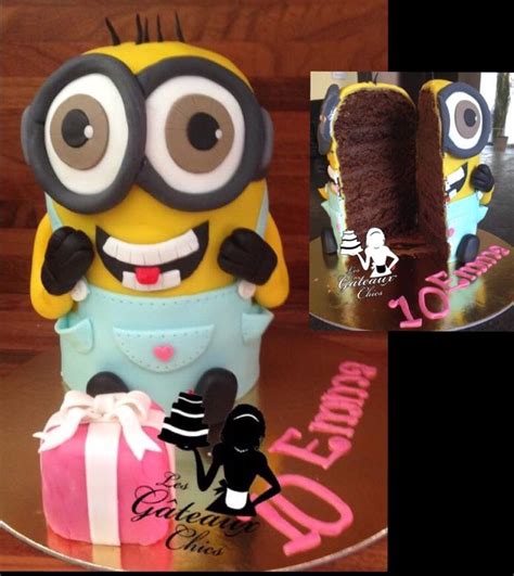 Cut the cake into 2 smaller rectangles, one slightly larger than the other. Minion cake 3 | 3 d