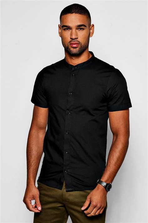 Click Here To Find Out About The Black Slim Fit Short Sleeve Grandad