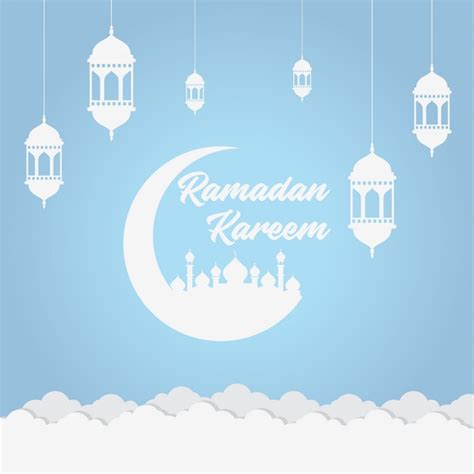 Ramadan Blue Soft Background Premium Vector