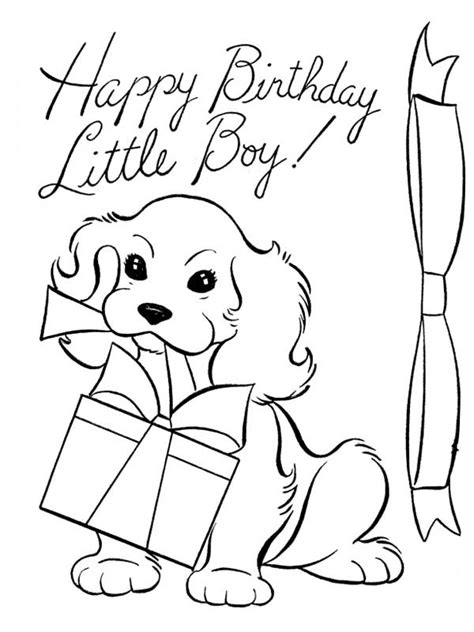 A Dog And Happy Birthday Present Coloring Page A Dog And Happy