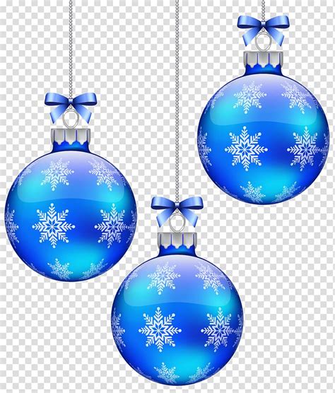 Three Blue Bauble Christmas Ornament Snowflake Blue Sphere Blue