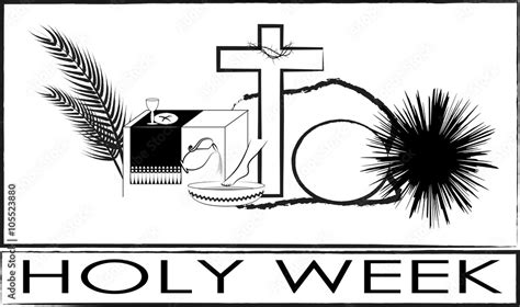 Holy Week Palm Sunday To Easter Sunday Black And White Drawing