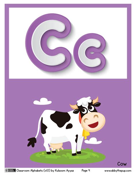 Letter C Is For Cow Flashcard Free Printable Papercraft Templates