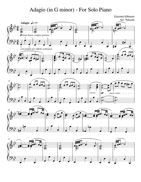 Adagio In G Minor For Solo Piano Sheet Music For Piano Download