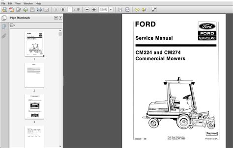 New Holland Ford Commercial Mowers Cm224 And Cm274 Service Repair Manual