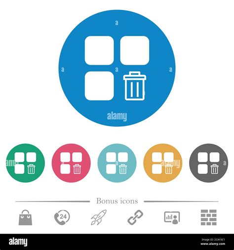 Delete Component Flat White Icons On Round Color Backgrounds 6 Bonus