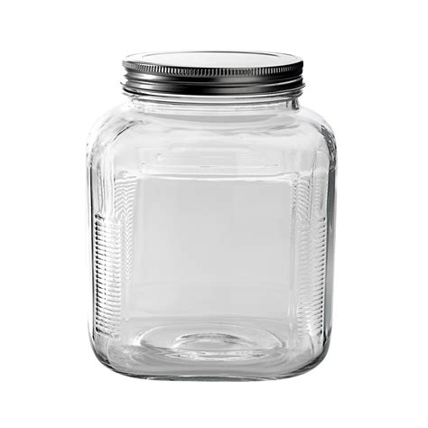 Anchor Hocking Clear Glass Cracker Jar With Brushed Aluminum Lid 1
