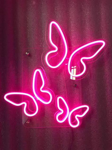 Butterfly Pink Neon Sign D Neon Lights Neon Pink Lamp For Etsy