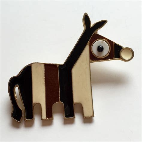 Gold Plated Flat Donkey Multicolor Enamel Pin Brooch Vintage Cushions