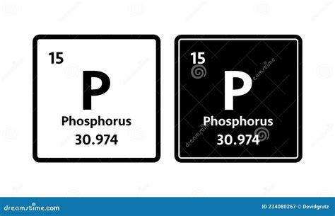 Phosphorus Symbol Chemical Element Of The Periodic Table Stock Vector