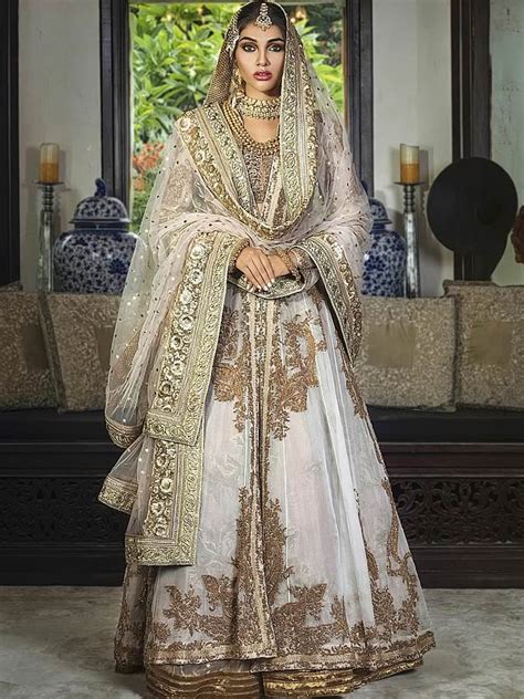 Pakistani Bridal Gown With Lehenga White Bridal Gown Embroidered Bridal