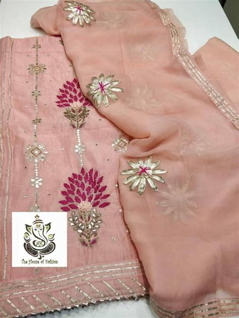 Atharva Hand Embroidered Salwar Kameez Wbeautiful Neck And Etsy Uk