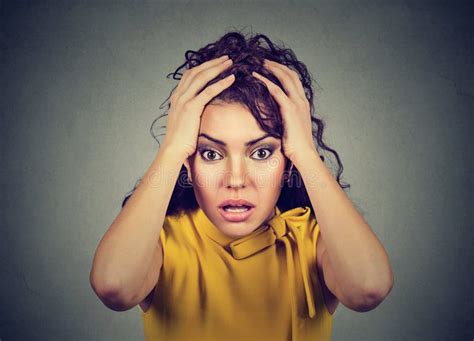 desperate stressed worried woman with hands on head stock image image of headache hysteria