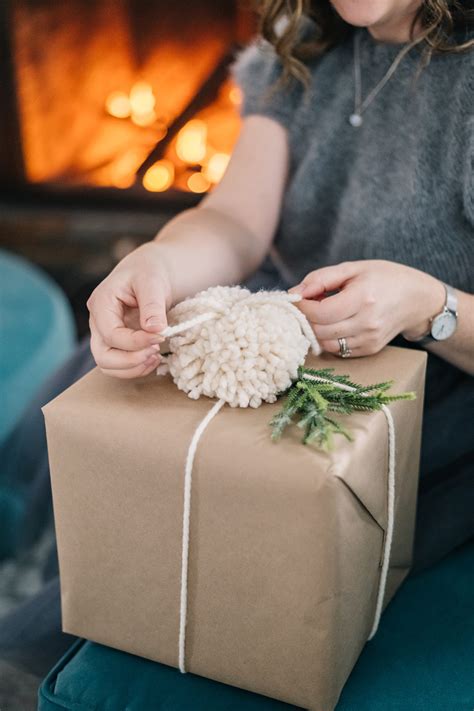 Brown Paper And Pom Pom T Wrapping Ideas The Diy Mommy