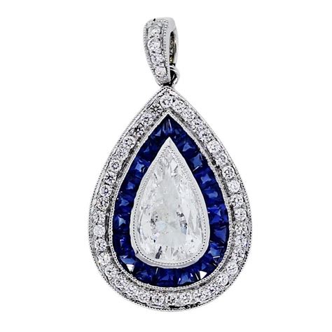 Gold pendant designs for women pear shaped diamond pendant dwarka gems limited jaipur india. 1.07ct Pear Shaped Sapphire Diamond Pendant in Platinum ...