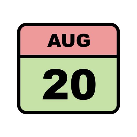 August 20th Date On A Single Day Calendar 498789 Vector Art At Vecteezy