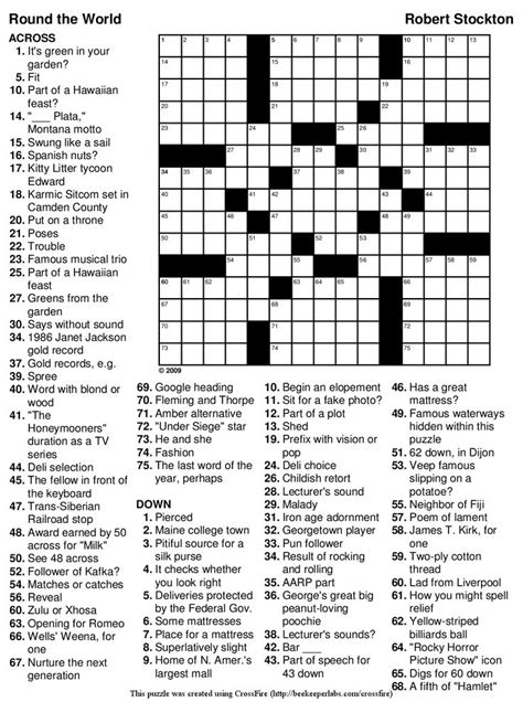 Easy Printable Crossword Puzzles