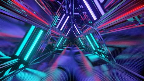 Closeup Shot Of Colorful Neon Lights Forming Triangular Shapes In