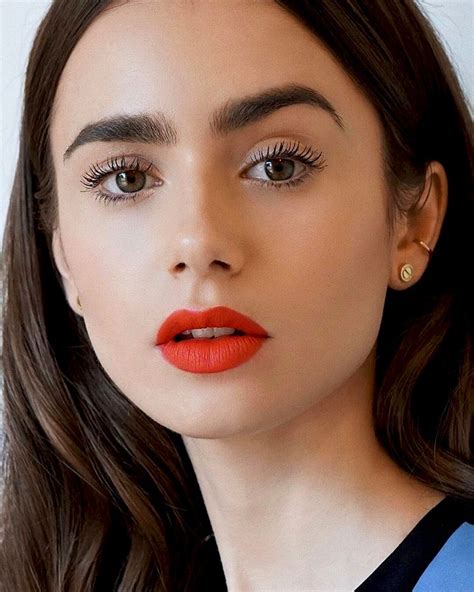Lily Jane Collins News Lily Collins Red Lipstick Makeup Red