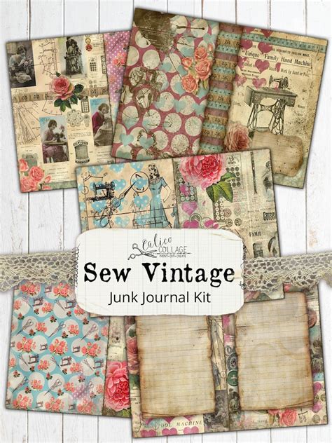 Sewing Junk Journal Kit Sew Vintage Junk Journal Sewing Etsy
