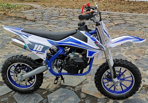 Hawkmoto Strike V2 50cc Kids Mini Dirt Bike Blue Outside Play