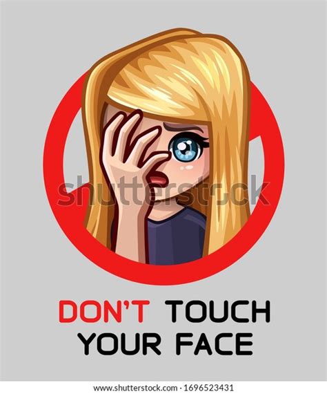 Girl Touches Her Face Sign Prohibition Stock Vector Royalty Free