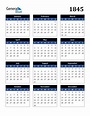 1845 Calendar (PDF, Word, Excel)