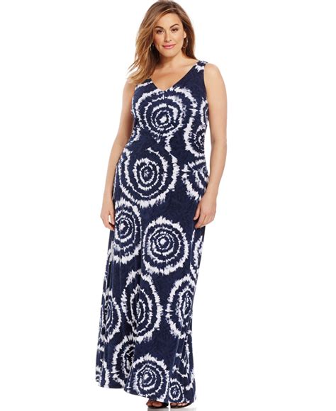 Inc International Concepts Plus Size Tie Dyed Maxi Dress In Blue Lyst