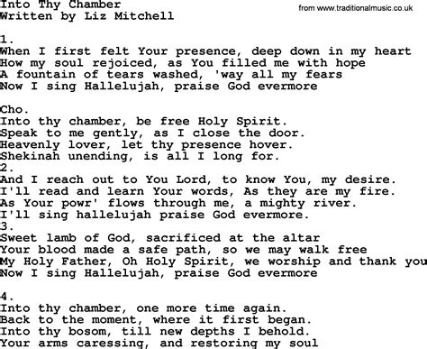 into thy chamber apostolic and pentecostal hymns and songs lyrics and pdf