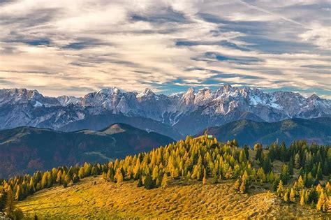 Mountain Alps Austria Landscape Alpine Clouds Nature Forest