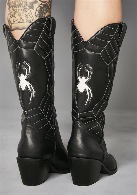 Widow Cobweb Spider Cowboy Boots Black Dolls Kill