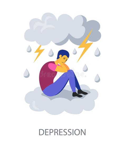 Depression Concept Icon Stock Illustration Illustration Of Cartoon