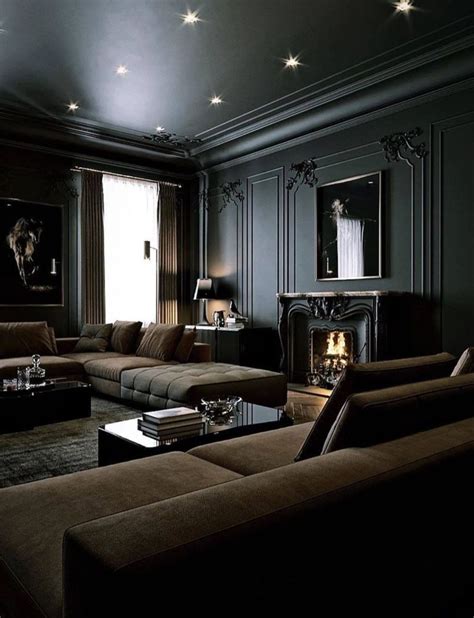 Dark Tone Living Room Arredamento Casa Di Lusso Design Per Camera D