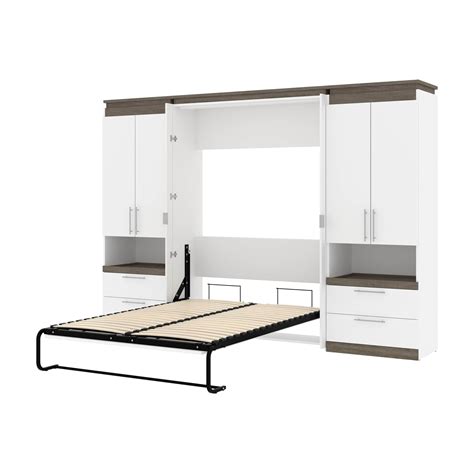 Orion 118w Full Murphy Wall Bed With 2 Storage Cabinets And Pull Out