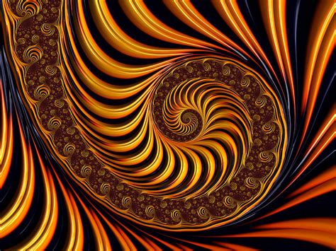 Beautiful Golden Fractal Spiral Artwork Digital Art By Matthias Hauser