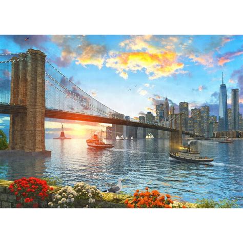 Jigsaw Puzzle 1500 Pieces Gold Edition Brooklyn Bridge At Sunset By