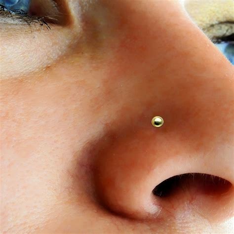 K Gold Nose Ring Gold Ball Simple Nose Stud Tiny Nose Ring Etsy Uk