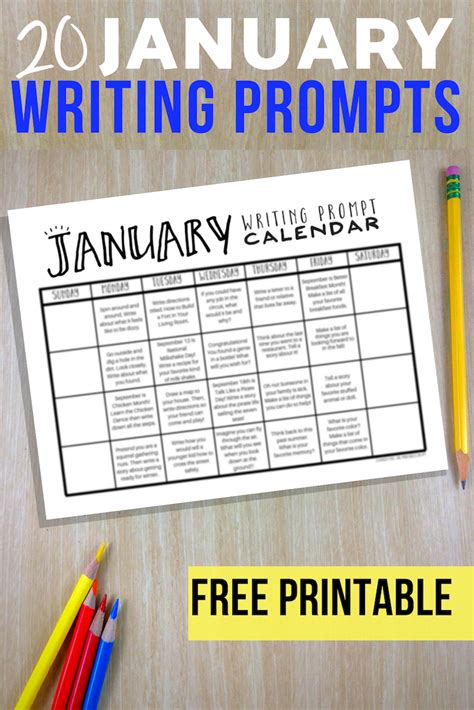January Writing Prompts Free January Writing Prompt Calendar The