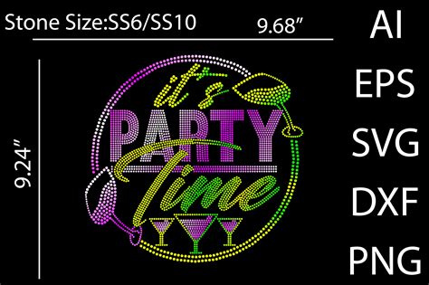 Its Party Time Rhinestone Templates Graphic By Betruthful · Creative