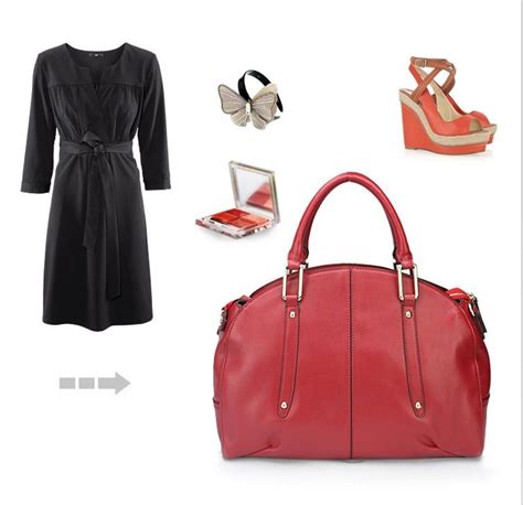 Classic Black Dress With Hot Red Purse Red Purses Classic Black