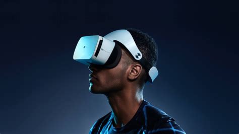 Man Wearing White And Black Virtual Reality Headset MI VR Xiaomi VR
