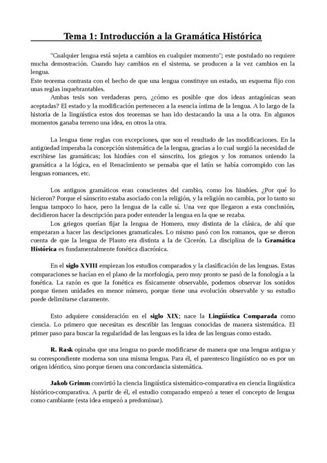 Gramática Histórica Del Español Tema 1 Ejercicios De Filología