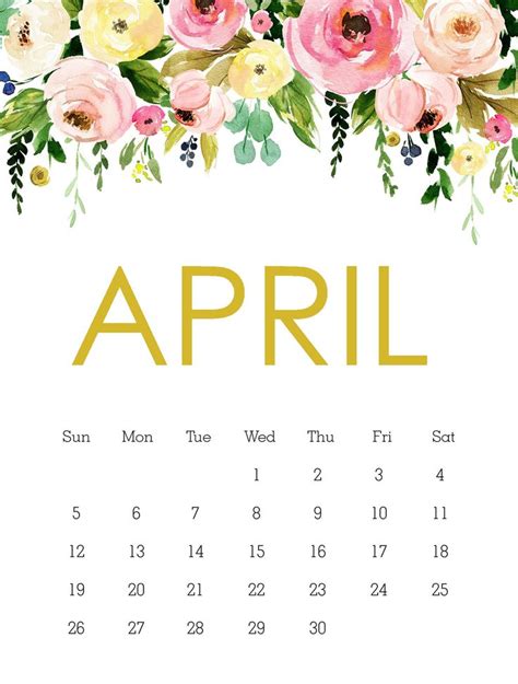 Pretty April 2020 Wall Calendar Free Printable Calendar Free