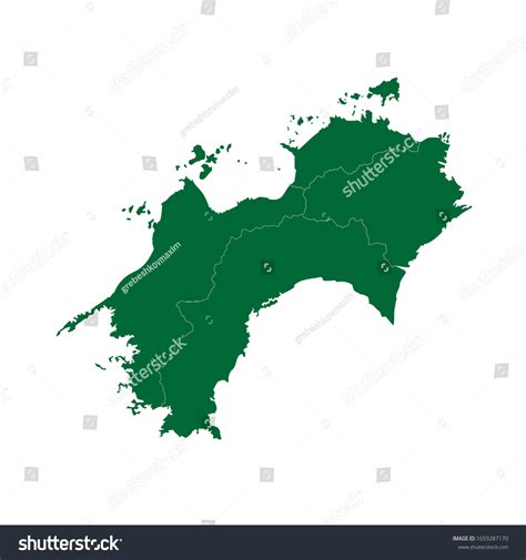 High Quality Map Shikoku Region Japan Stock Vector Royalty Free