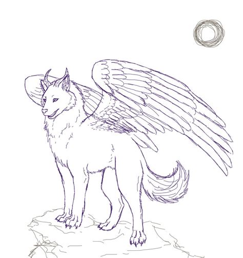 Winged Wolf Coloring Pages At Free Printable