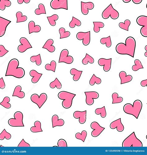 Seamless Pattern Pink Hearts On White Background Stock Vector