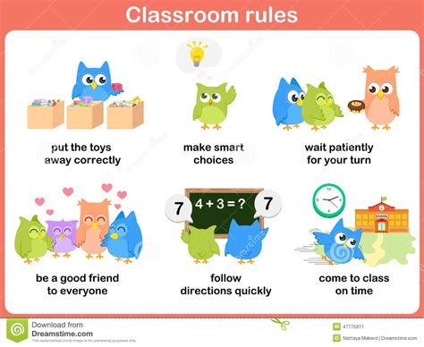 But drawing is rarely used as a tool for learning in schools. Classroom rules for kids stock vector. Illustration of ...
