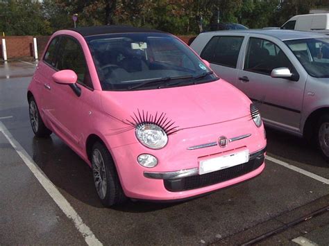 Pink Fiat With Eyelashes Fiat 500 Fiat 500 Pink Pink Car