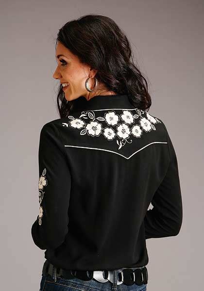 Stetson Womens Embroidered Western Shirt ~ White Floral