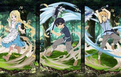 Wallpaper Forest Children Collage Characters Sword Art